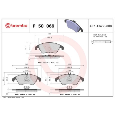 Brembo Bremsbelagsatz, Scheibenbremse XTRA LINE P 50 069X