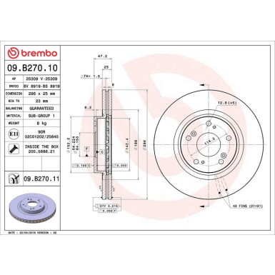 Brembo Bremsscheibe PRIME LINE - UV Coated 09.B270.11