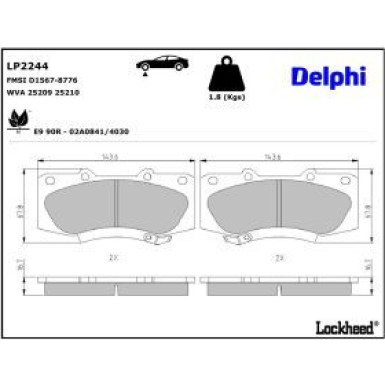 Delphi Bremsbelagsatz, Scheibenbremse LP2244