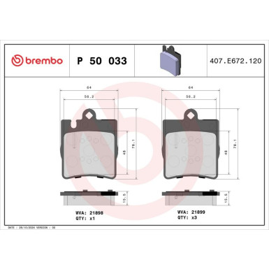Brembo Bremsbelagsatz, Scheibenbremse PRIME LINE P 50 033
