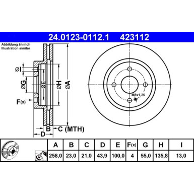 ATE | Bremsensatz, Scheibenbremse | 24.0123-0112.1 + 13.0460-5794.2