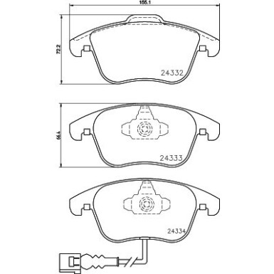 Hella | Bremsbelagsatz, Scheibenbremse | 8DB 355 014-031