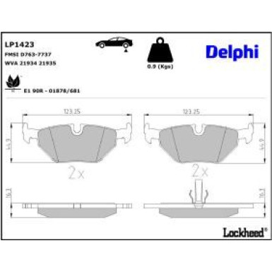 Delphi Bremsbelagsatz, Scheibenbremse LP1423