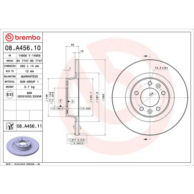 08.A456.11 Bremsscheibe PRIME LINE - UV Coated
