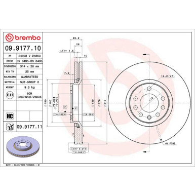 Brembo Bremsscheibe PRIME LINE - UV Coated 09.9177.11