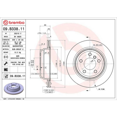 09.B338.11 Bremsscheibe PRIME LINE - UV Coated