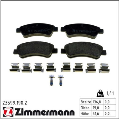 Zimmermann Bremsbelagsatz, Scheibenbremse 23599.190.2