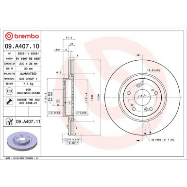 Brembo Bremsscheibe PRIME LINE - UV Coated 09.A407.11