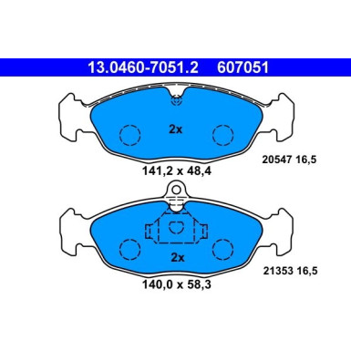 ATE | Bremsensatz, Scheibenbremse | 24.0113-0161.1 + 13.0460-7051.2