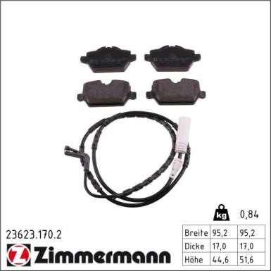 Zimmermann Bremsbelagsatz, Scheibenbremse 23623.170.2