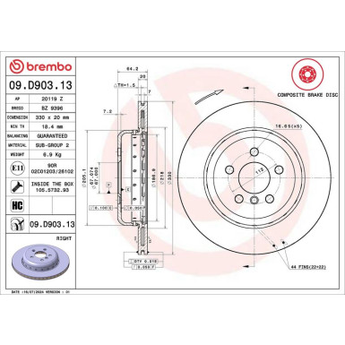 Brembo Bremsscheibe PRIME LINE - Composite 09.D903.13