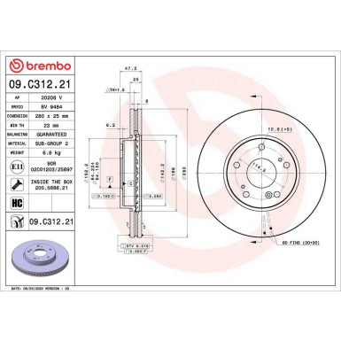 Brembo | Bremsscheibe | 09.C312.21