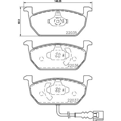 Hella | Bremsbelagsatz, Scheibenbremse | 8DB 355 021-951