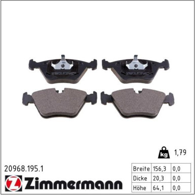 Zimmermann Bremsbelagsatz, Scheibenbremse 20968.195.1