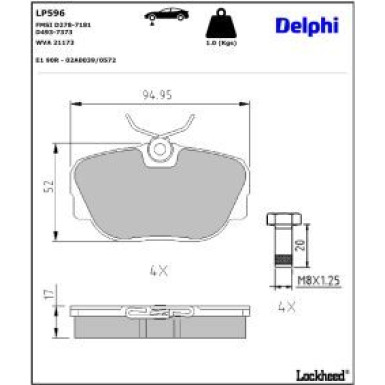 Delphi Bremsbelagsatz, Scheibenbremse LP596