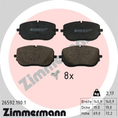 Zimmermann | Bremsbelagsatz, Scheibenbremse | 26592.190.1