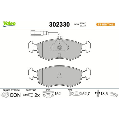 Valeo Bremsbelagsatz, Scheibenbremse ESSENTIAL 302330