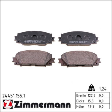 Zimmermann Bremsbelagsatz, Scheibenbremse 24451.155.1
