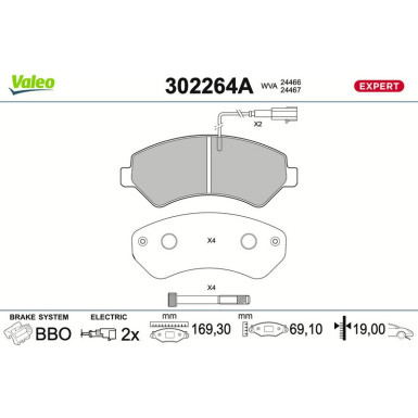 Valeo | Bremsbelagsatz, Scheibenbremse | 302264A