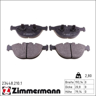 Zimmermann Bremsbelagsatz, Scheibenbremse 23448.210.1