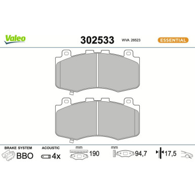 302533 Bremsbelagsatz, Scheibenbremse ESSENTIAL