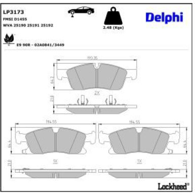 Delphi Bremsbelagsatz, Scheibenbremse LP3173