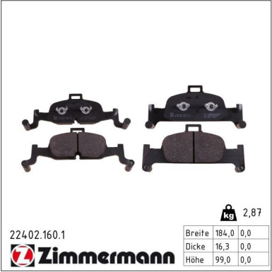 Zimmermann Bremsbelagsatz, Scheibenbremse 22402.160.1