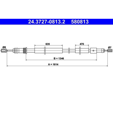 24.3727-0813.2 Seilzug, Feststellbremse 24.3727-0813.2 Seilzug, Feststellbremse