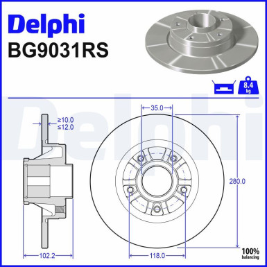Delphi | Bremsscheibe | BG9031RS Delphi | Bremsscheibe | BG9031RS