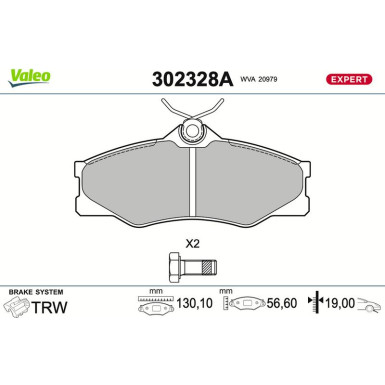 Valeo Bremsbelagsatz, Scheibenbremse EXPERT 302328A