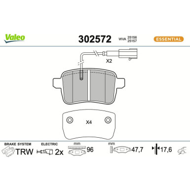 302572 Bremsbelagsatz, Scheibenbremse ESSENTIAL