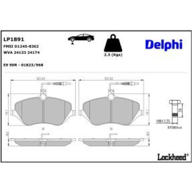 Delphi Bremsbelagsatz, Scheibenbremse LP1891