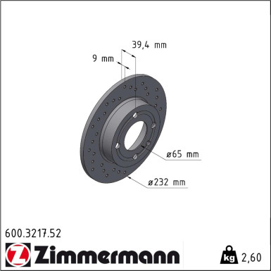 Zimmermann Bremsscheibe SPORT Z 600.3217.52