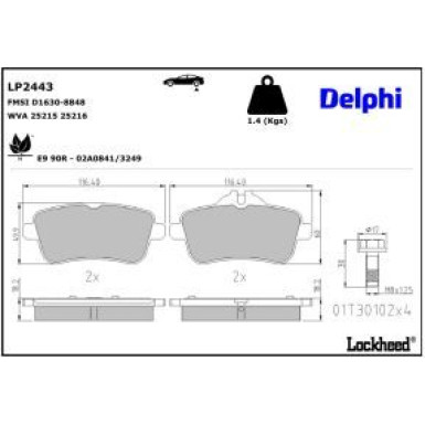 Delphi Bremsbelagsatz, Scheibenbremse LP2443