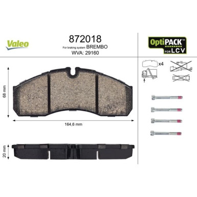 Valeo | Bremsbelagsatz, Scheibenbremse | 872018