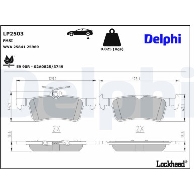 Delphi | Bremsbelagsatz, Scheibenbremse | LP2503 Delphi | Bremsbelagsatz, Scheibenbremse | LP2503