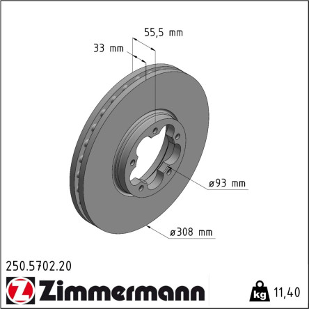Zimmermann 250.5702.20 Bremsscheibe für Ford Transit/Tourneo Zimmermann 250.5702.20 Bremsscheibe für Ford Transit/Tourneo