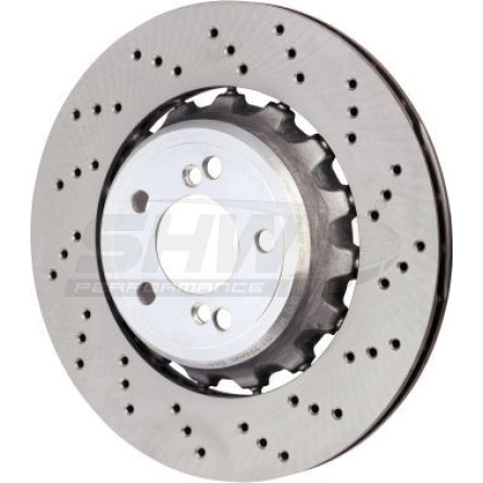 SHW Performance BRR44812 Bremsscheibe für BMW 3er, 4er, 2er Hinterachse rechts, 370x24mm, gelocht, innenbelüftet, zweiteilige Bremsscheibe, beschichtet, hochgekohlt