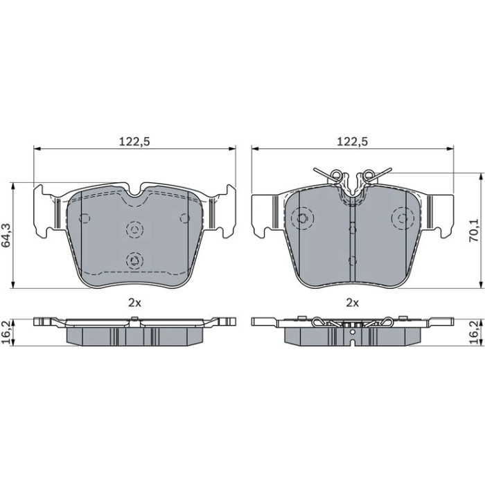 BOSCH 0 986 424 334 Bremsbelagsatz, Scheibenbremse