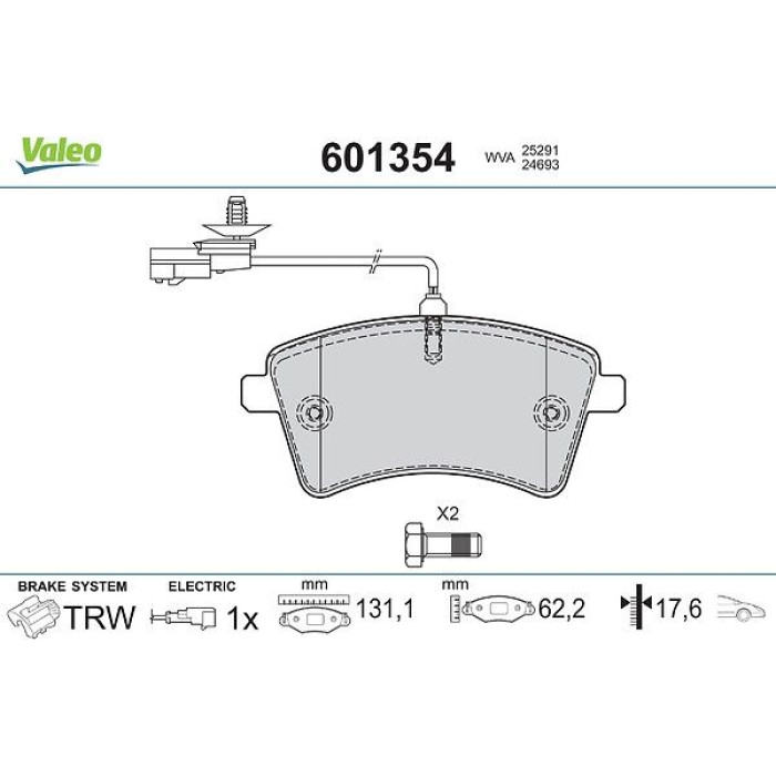 Valeo 601354 Bremsbelagsatz, Scheibenbremse Valeo 601354 Bremsbelagsatz, Scheibenbremse