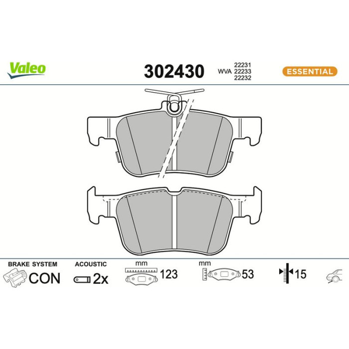 Valeo 302430 Bremsbelagsatz, Scheibenbremse ESSENTIAL Valeo 302430 Bremsbelagsatz, Scheibenbremse ESSENTIAL