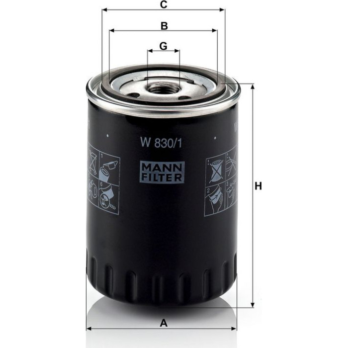 Mann-Filter W 830/1 Ölfilter Mann-Filter W 830/1 Ölfilter