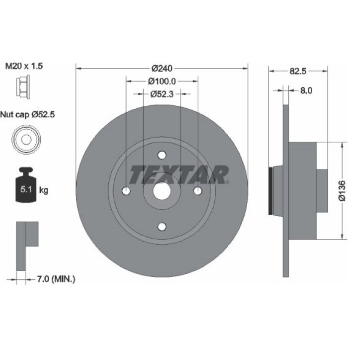 Textar 92154403 Bremsscheibe PRO Textar 92154403 Bremsscheibe PRO