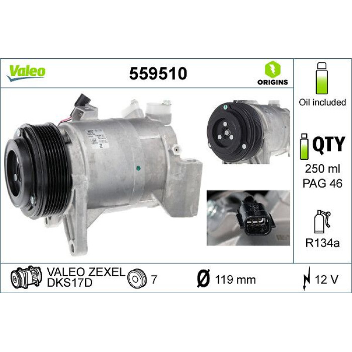 Valeo 559510 Kompressor, Klimaanlage ORIGINS - NEW O.E. TECHNOLOGIE