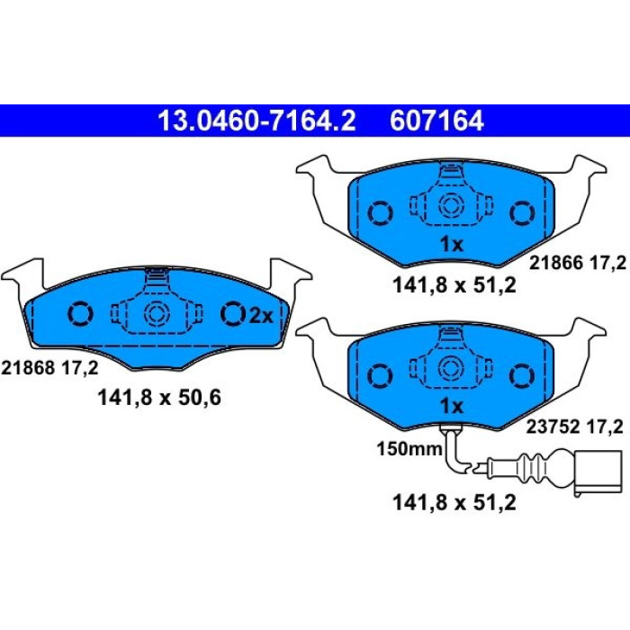 ATE 13.0460-7164.2 Bremsbelagsatz, Scheibenbremse ATE 13.0460-7164.2 Bremsbelagsatz, Scheibenbremse