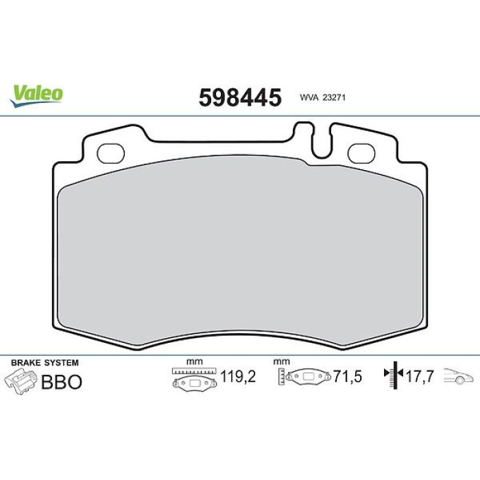 Valeo 598445 Bremsbelagsatz, Scheibenbremse Valeo 598445 Bremsbelagsatz, Scheibenbremse