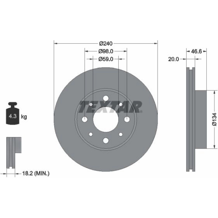 Textar 92090300 Bremsscheibe Textar 92090300 Bremsscheibe