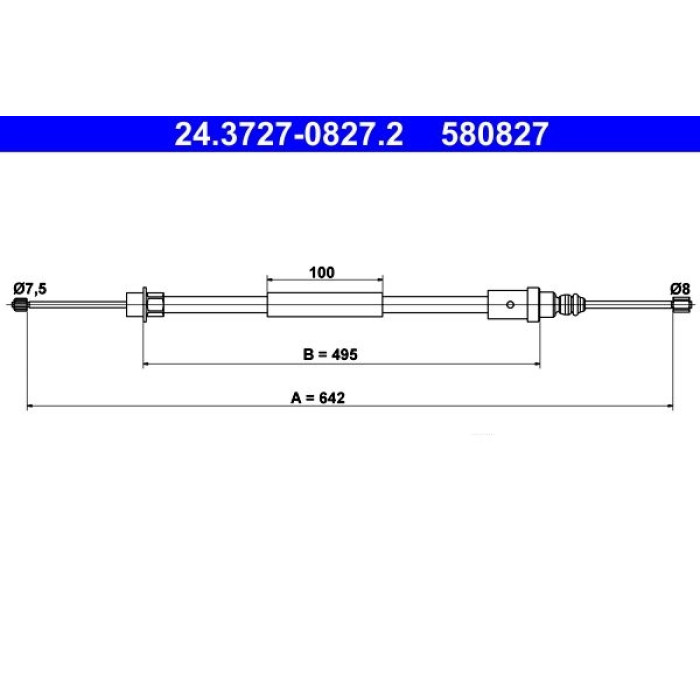 ATE 24.3727-0827.2 Seilzug, Feststellbremse ATE 24.3727-0827.2 Seilzug, Feststellbremse