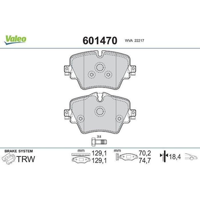 Valeo 601470 Bremsbelagsatz, Scheibenbremse Valeo 601470 Bremsbelagsatz, Scheibenbremse