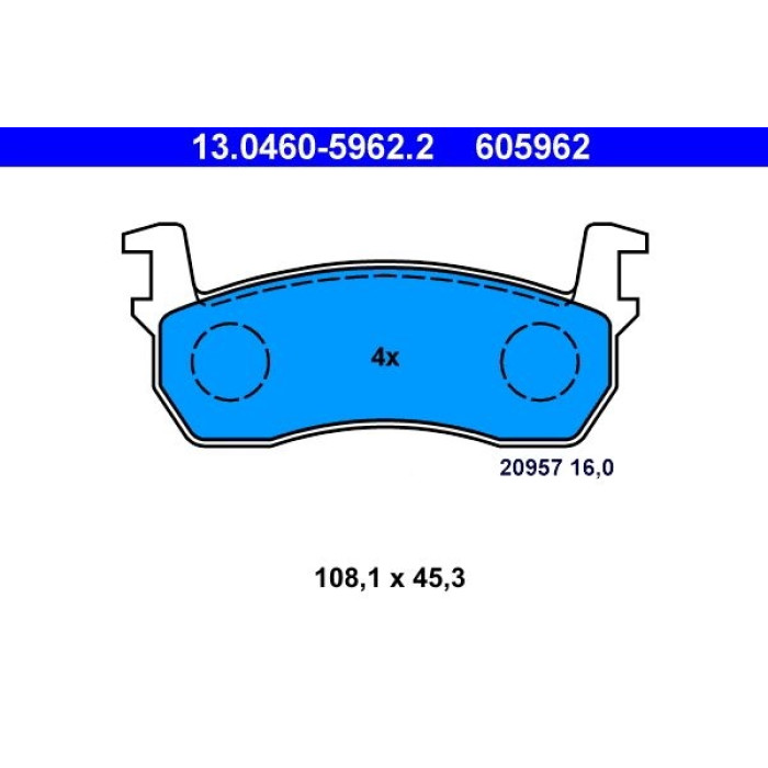 ATE 13.0460-5962.2 Bremsbelagsatz, Scheibenbremse ATE 13.0460-5962.2 Bremsbelagsatz, Scheibenbremse